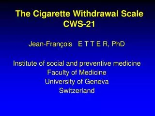 The Cigarette Withdrawal Scale CWS-21