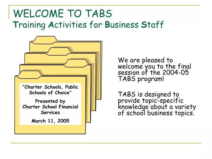 welcome to tabs t raining a ctivities for b usiness s taff