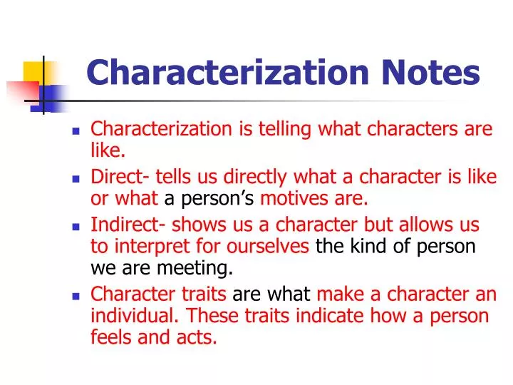 characterization notes