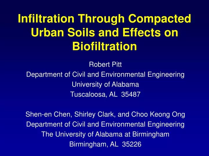 infiltration through compacted urban soils and effects on biofiltration