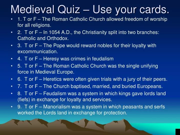 medieval quiz use your cards