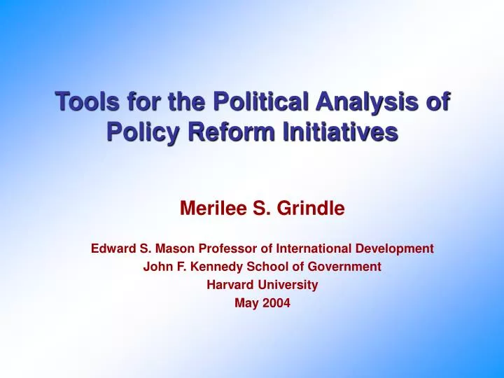 tools for the political analysis of policy reform initiatives