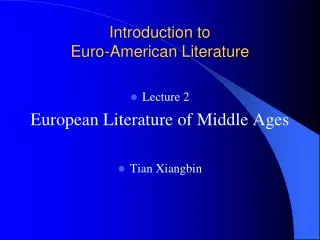 Introduction to Euro-American Literature
