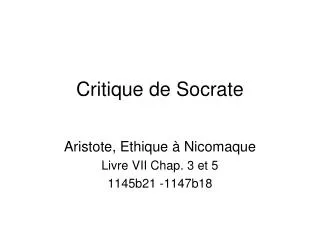 critique de socrate