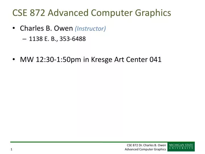 cse 872 advanced computer graphics