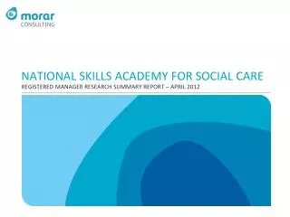 NATIONAL SKILLS ACADEMY FOR SOCIAL CARE