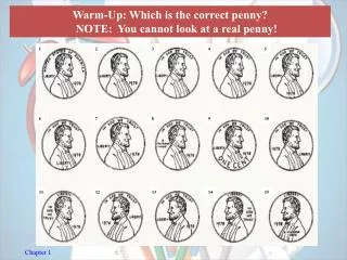 Warm-Up: Which is the correct penny? NOTE: You cannot look at a real penny!