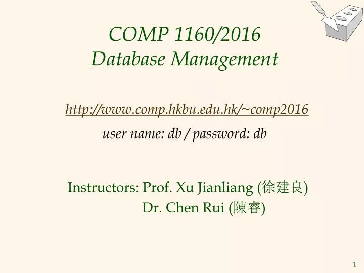 comp 1160 2016 database management http www comp hkbu edu hk comp2016 user name db password db