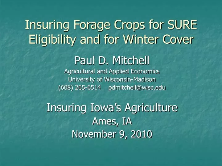 insuring forage crops for sure eligibility and for winter cover