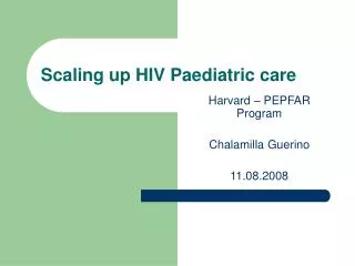 Scaling up HIV Paediatric care