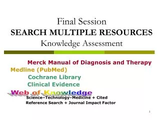 Final Session SEARCH MULTIPLE RESOURCES Knowledge Assessment