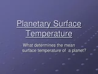Planetary Surface Temperature