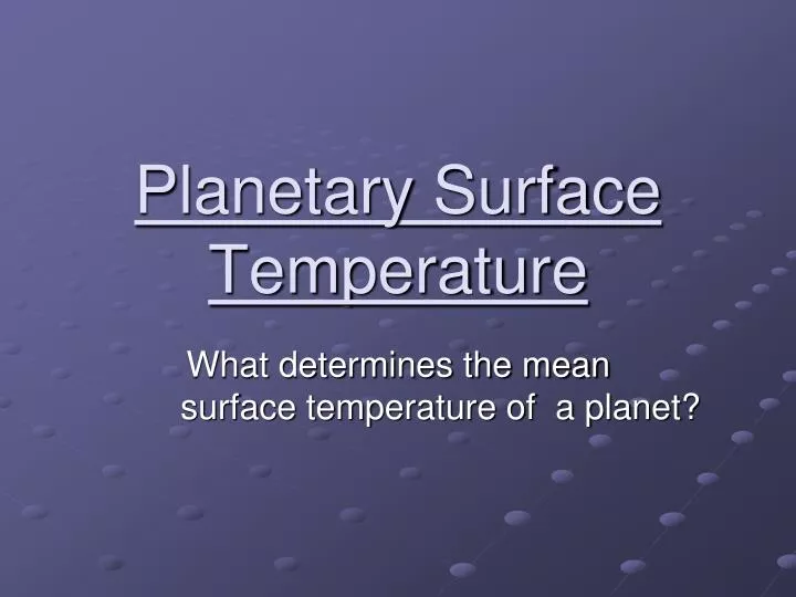 planetary surface temperature