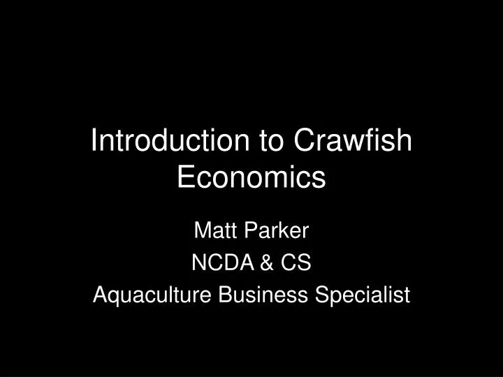 introduction to crawfish economics