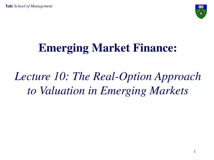 emerging market finance lecture 10 the real option approach to valuation in emerging markets