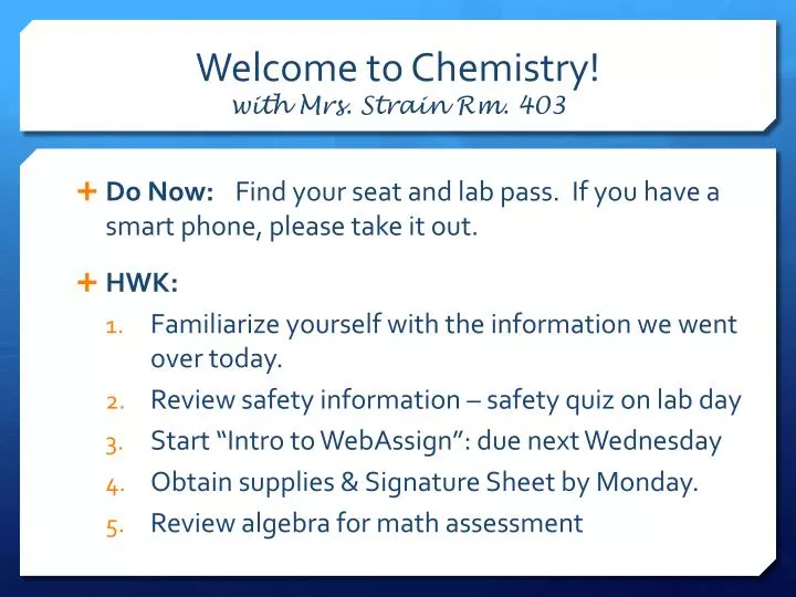 welcome to chemistry with mrs strain rm 403
