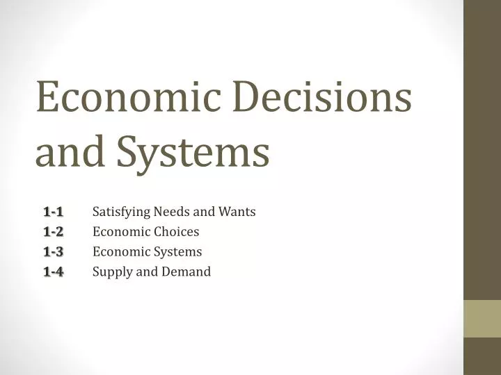 economic decisions and systems