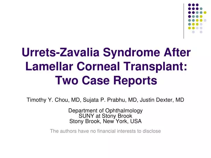 urrets zavalia syndrome after lamellar corneal transplant two case reports