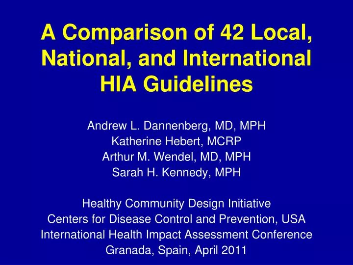 a comparison of 42 local national and international hia guidelines