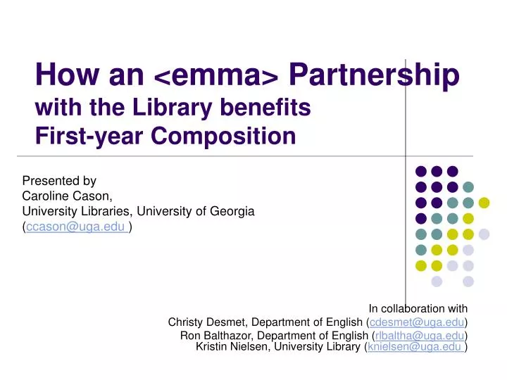 how an emma partnership with the library benefits first year composition