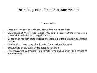 The Emergence of the Arab state system