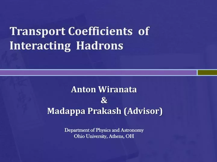 transport coefficients of i nteracting hadrons