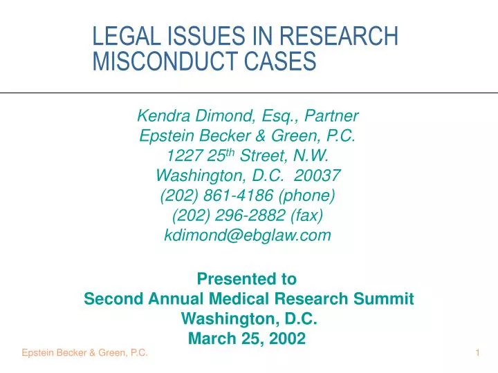 legal issues in research misconduct cases