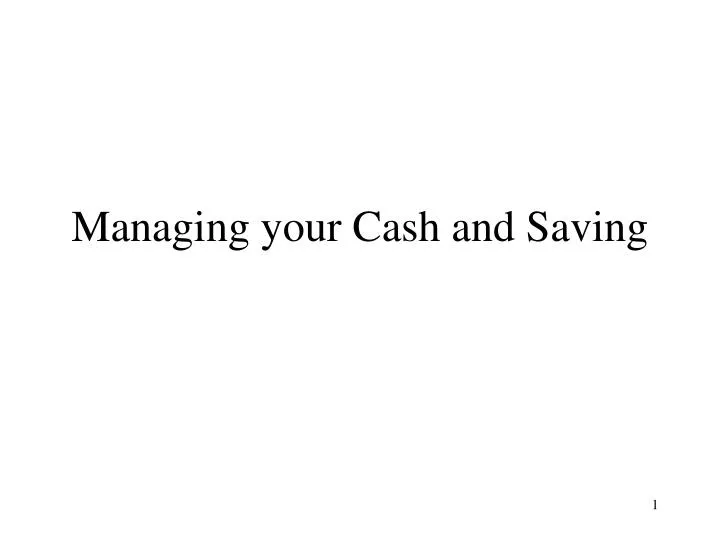 managing your cash and saving