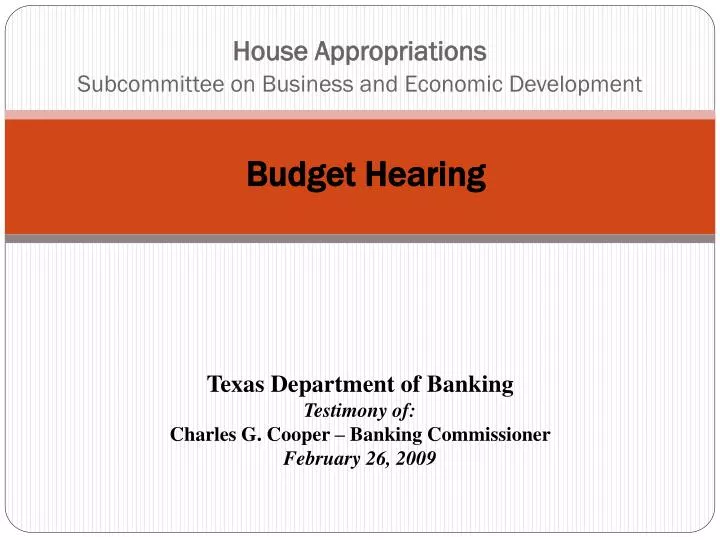 house appropriations subcommittee on business and economic development