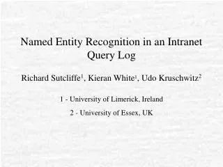 Named Entity Recognition in an Intranet Query Log