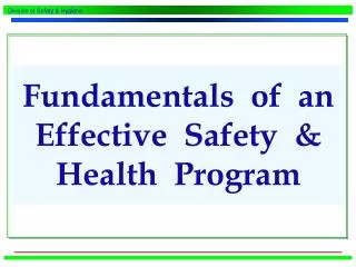 Fundamentals of an Effective Safety &amp; Health Program