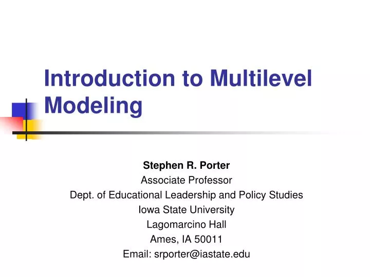 introduction to multilevel modeling
