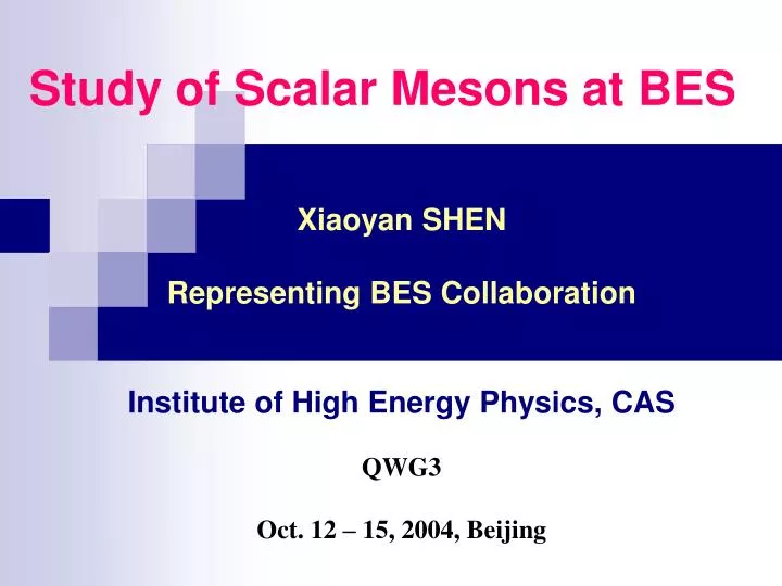study of scalar mesons at bes