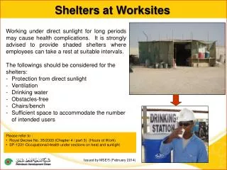 Shelters at Worksites