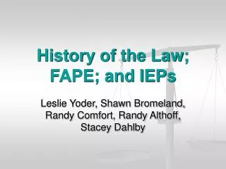 History of the Law; FAPE; and IEPs