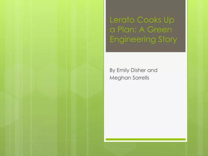 lerato cooks up a plan a green engineering story