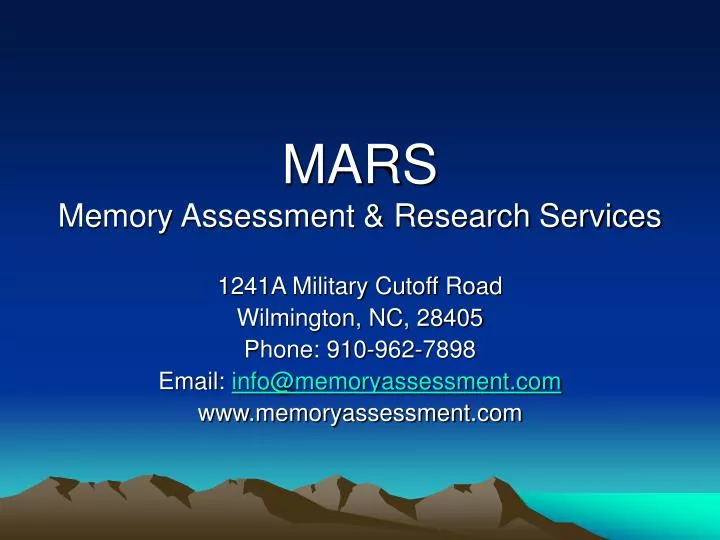 mars memory assessment research services