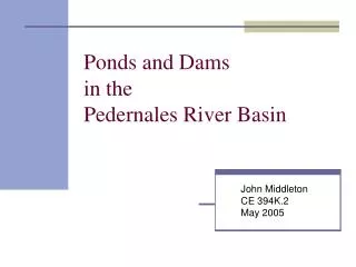 Ponds and Dams in the Pedernales River Basin