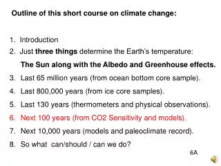 Outline of this short course on climate change: 1. Introduction
