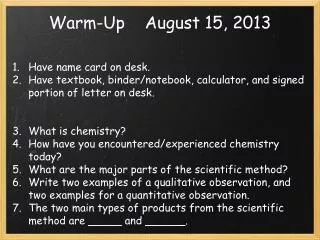 Warm-Up	August 15, 2013