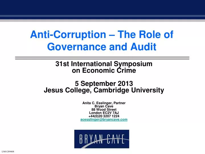 anti corruption the role of governance and audit