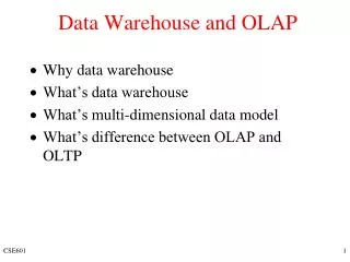 Data Warehouse and OLAP
