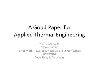A Good Paper for Applied Thermal Engineering