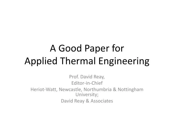 a good paper for applied thermal engineering