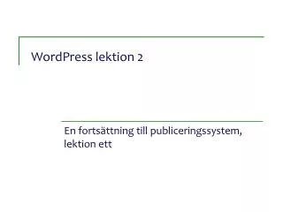 wordpress lektion 2