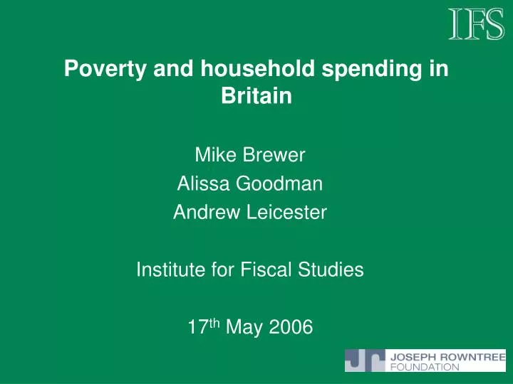 poverty and household spending in britain