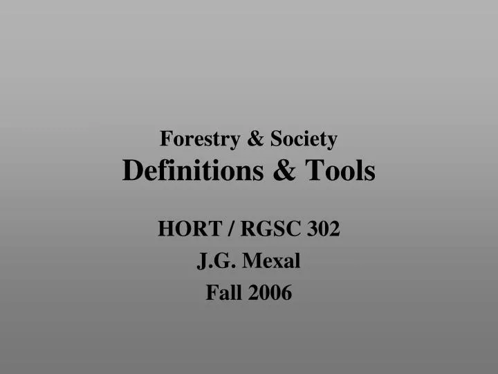 forestry society definitions tools