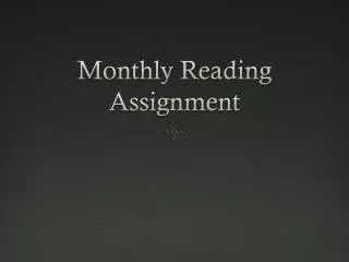 Monthly Reading Assignment