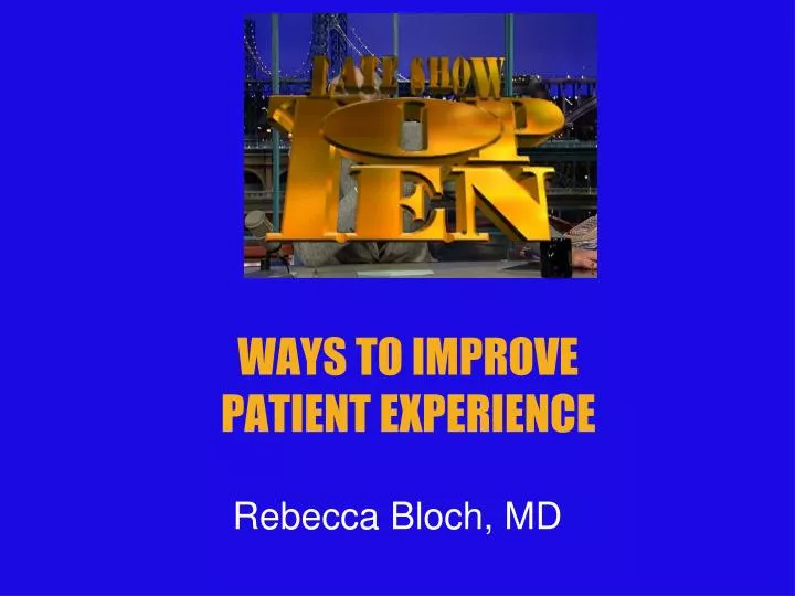 ways to improve patient experience