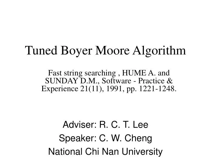 tuned boyer moore algorithm